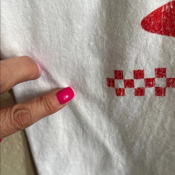 White Graphic T-Shirt with Red Pizza - Picture 4 of 5